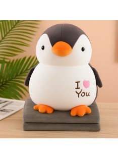   Комплект одеяло (160x105) и плюшена играчка Пингвин, 40см, Сиво