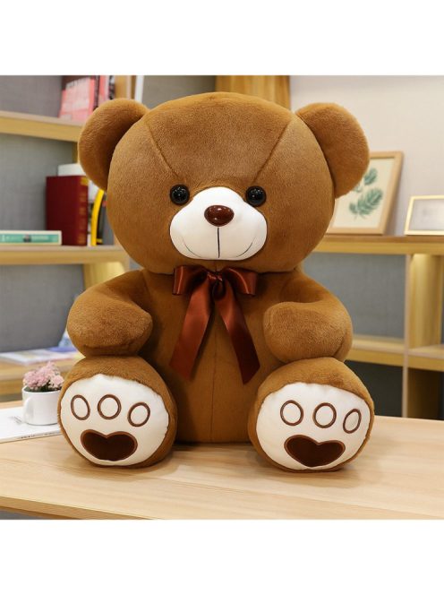 Комплект одеяло (160x105) и плюшена играчка Мече с панделка, 40см, Кафяво