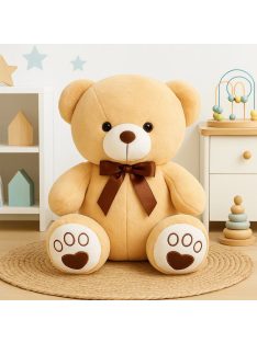   Комплект одеяло (160x105) и плюшена играчка Мече с панделка, 40см, Бежаво