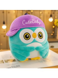   Комплект одеяло (160x105) и плюшена играчка Бухал, 40см, Син