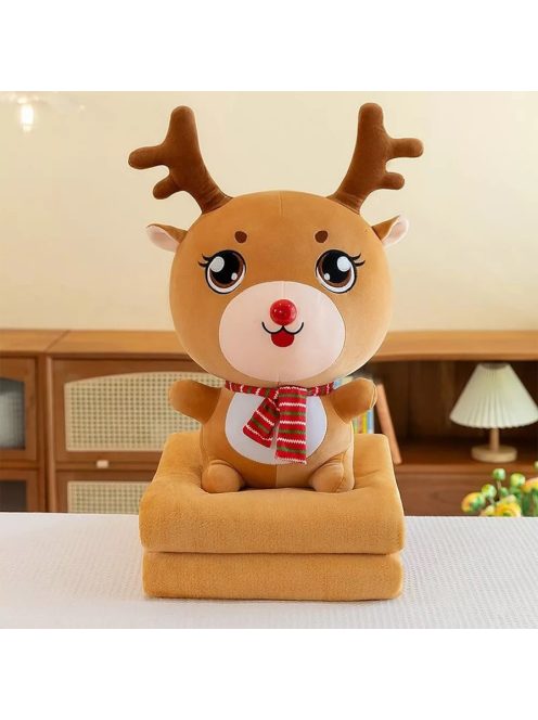 Комплект одеяло (160x105) и плюшена играчка Сърничка седяща, 55см, Кафяво