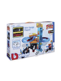   Гараж с автомивка, 3 нива и 1 количка 1:43, Bburago Street Fire, 3+ години