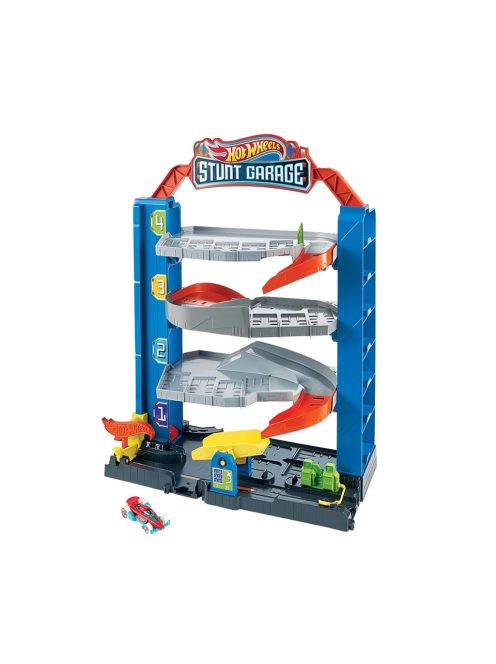 Игрален комплект Гараж с каскади и количка, Hot Wheels City, 40.5 х 35.5 х 7.5 см., 3+ години