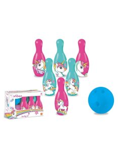   Детска игра БОУЛИНГ Еднорог с 6 кегли (19 см) и 1 топка, Disney Unicorn, 31.5х15х19.5 см.