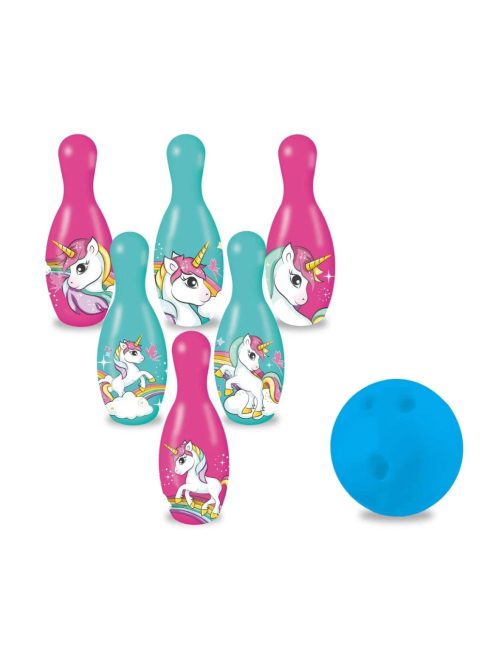 Детска игра БОУЛИНГ Еднорог с 6 кегли (19 см) и 1 топка, Disney Unicorn, 31.5х15х19.5 см.