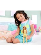 КУКЛА Барби Fashionistas Doll #222 Моден дизайн: Мечти в златно, Barbie Petite With Blonde Wavy Hair, Golden Jumpsuit, 65th Anniversary, HRH19