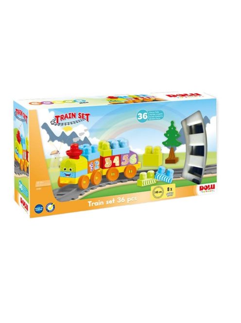 Конструктор влакче Dolu Numbers , 36 части, 42.5x8x21 см, 1+ години, Многоцветен