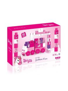   Конструктор влакче Dolu UNICORN ,50 части, 44.5x10x27 см, 1+ години, Розов