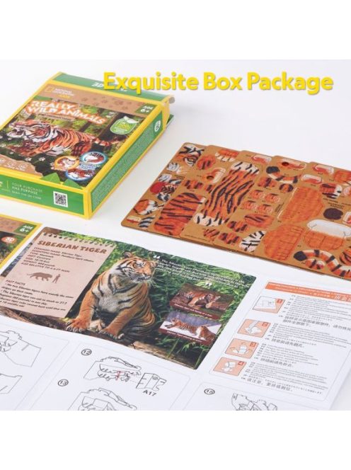 Пъзел (87ч.) 3D Wild Animals Сибирски тигър CubicFun, 3.1x12.5x19 cm
