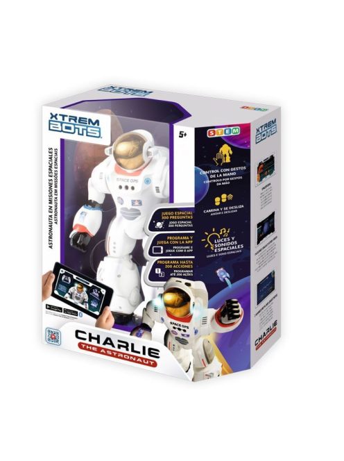 Интерактивен робот XTREM BOTS Астронафт Charlie, 2 режима на работа, 200 програмируеми действия, 12.8x25.7x31.7 cm, 5+ години
