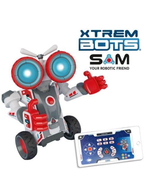 Робот за сглобяване XTREM BOTS Sam, Контрол и програмиране на движенията му чрез приложение, 130 части, 33 x 27 x 37 cm, 8+ години