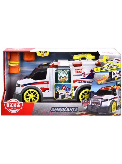 Детска играчка Dickie Toys - Линейка, Със звук и светлина, 36 cm