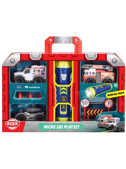Игрален комплект Dickie Toys SOS - Micro, 3 броя автомобили, 15 x 5 x 10 cm