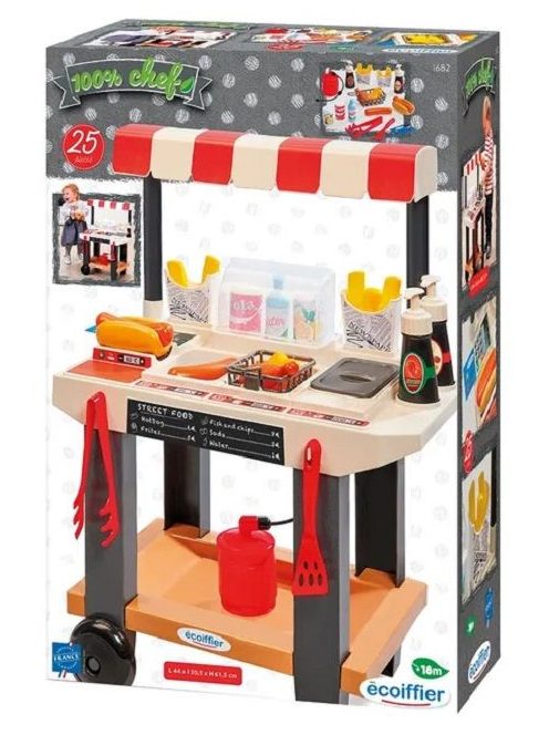 Ресторант за бързо хранене с 25 аксесоари, 44 x 30.5 x 61.5 cm, Ecoiffier treet Foodtreet Food, 18+ месеца