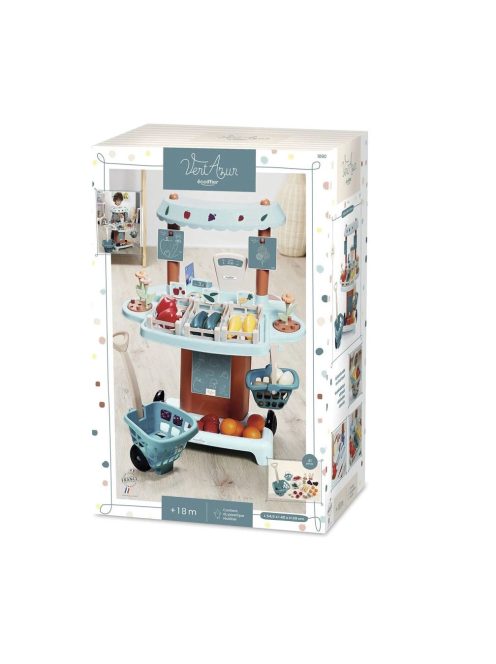 Пазарен шанд с количка за пазаруване, 54.5 x 40 x 69 см, Ecoiffier Market stall, 7600001690