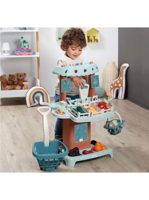 Пазарен шанд с количка за пазаруване, 54.5 x 40 x 69 см, Ecoiffier Market stall, 7600001690