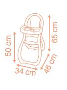 Детско столче за хранене на кукал-бебе с 2 аксесоара, 34 x 46 x 65 cm, Smoby Baby Nurse, 18+ месеца