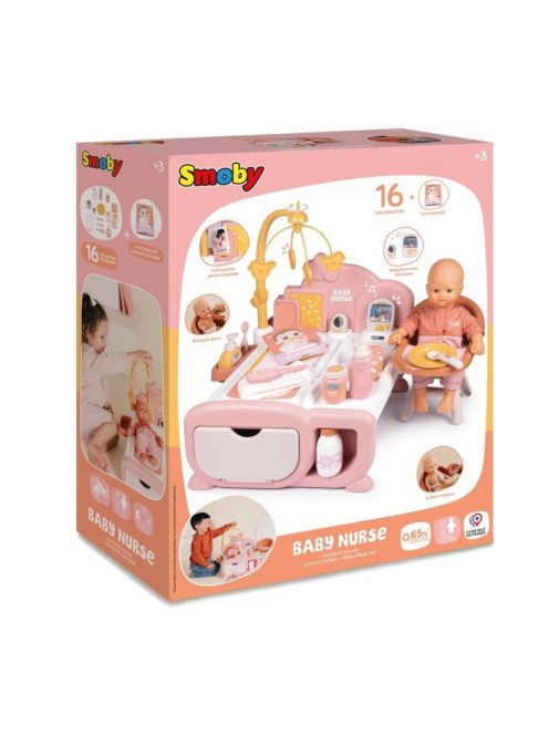 Детски център за отглеждане на кукла-бебе, 59 x 43 x 48 cm,  Smoby Baby Nurse 3в1, 18+ месеца