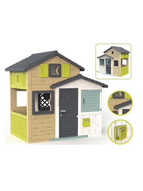 Детска градинска къща Smoby Playhouse Evo Friends House, 175,4 x 114,3 x 162 см.
