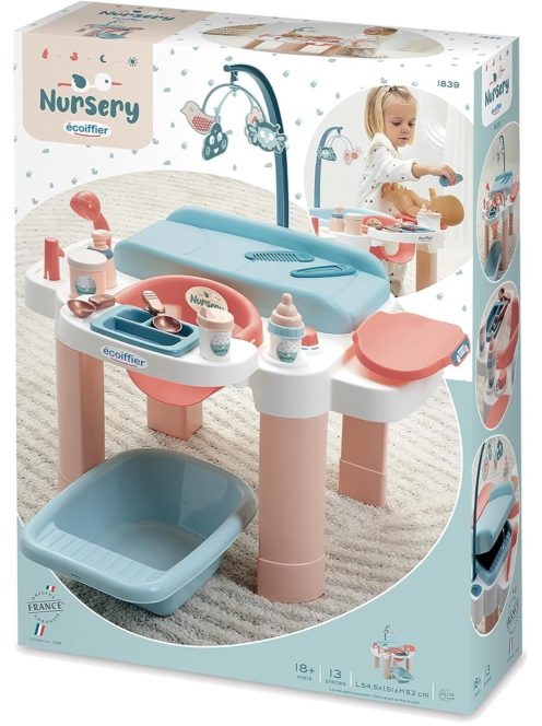 Маса за повиване на кукла-бебе с 13 части, 54.5 x 51 x 53 cm, Ecoiffier My First Nursery, 3+ години