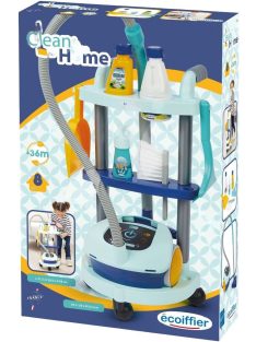   Количка за почистване и прахосмукачка, 8 части, 29x52.5x29 cm, Ecoiffier Clean Home, 3+ години