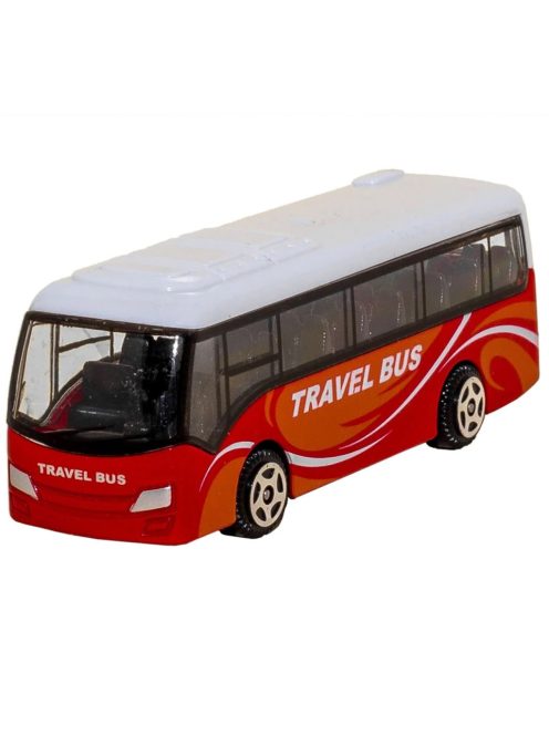 Туристически автобус Travel Bus мини модел 1:64, Метален, 8x3x3 cm, 3+ години, Червен