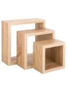 Комплект рафтове, Универсална етажерка за стена, 3 броя, MDF, Форма квадрат, До 3 кг.