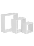 Комплект рафтове, Универсална етажерка за стена, 3 броя, MDF, Форма квадрат, До 3 кг.