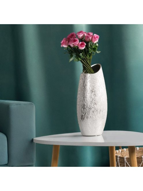 Декоративна керамична ваза, Екрю с клони, 15x30 см