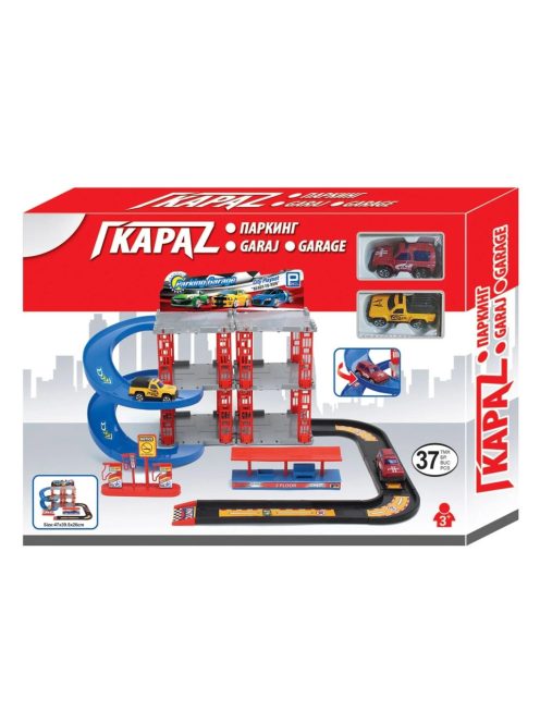  Детски паркинг - гараж на 2 нива и с 2 колички, 37 части,  40x5x30 cm, 3+ години