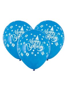   Комплект балони (20ч) Happy Birthday, Латекс златни надписи, Party balloon set, 23 cm, Син