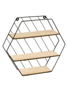 Комплект универсален рафт за стена, Форма Шестоъгълна, Метал и дърво, 29x10.5x25.5 cm