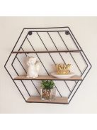 Комплект универсален рафт за стена, Форма Шестоъгълна, Метал и дърво, 29x10.5x25.5 cm