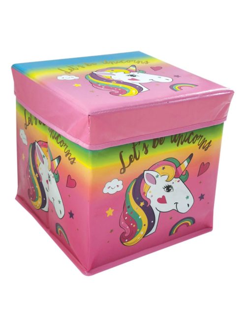 Кутия за съхранение - табуретка с капак Еднорог, Unicorn, 30х30х30 см