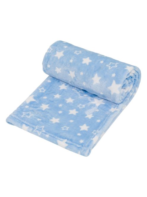 Детско поларено одеяло Blue White Stars, 140x100cm, Светло син