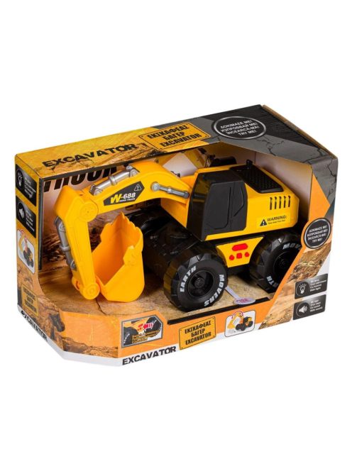 Багер със светлинни и звукови ефекти, 29x15x18cm, Жълт, 3+ години