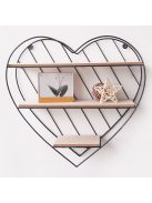 Универсален рафт за стена, Форма Сърце, 3 нива, Метал и дърво, 33.5 х 9.5 х 32 cm
