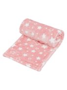 Детско поларено одеяло Pink White Stars, 140x100cm, Розово