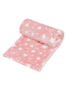   Детско поларено одеяло Pink White Stars, 140x100cm, Розово