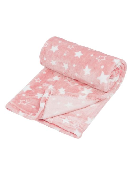 Детско поларено одеяло Pink White Stars, 140x100cm, Розово