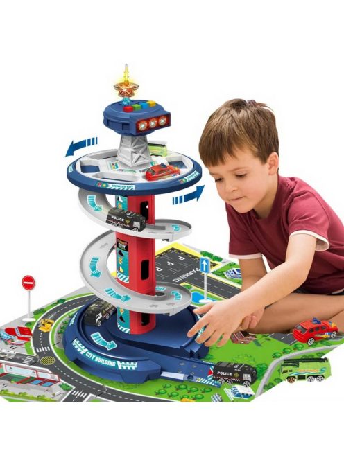 Детски паркинг - гараж на 3 нива и с 3 колички, Звук и светлини , 26 части, 37.5x8.5x51 cm, 3+ години