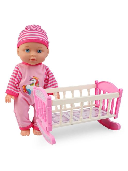 Комплект Бебе-кукла (30см) и люлеещо се легло, 37x9.5x34cm , 18+ месеца