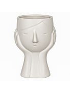 Декоративна керамична ваза – кашпа с дизайн на момиче, в бяло, 13.5x13x20 см – 1 л