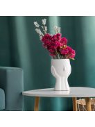 Декоративна керамична ваза – кашпа с дизайн на момиче, в бяло, 13.5x13x20 см – 1 л