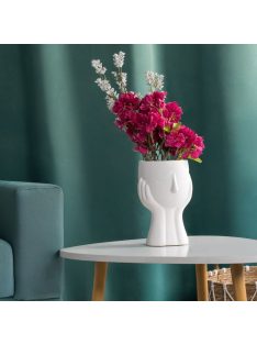   Декоративна керамична ваза – кашпа с дизайн на момиче, в бяло, 13.5x13x20 см – 1 л