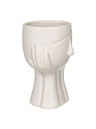 Декоративна керамична ваза – кашпа с дизайн на момиче, в бяло, 13.5x13x20 см – 1 л