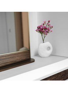   Декоративна керамична ваза, Кръгла форма и модерна, Бяла 15х7х15см