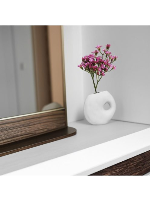 Декоративна керамична ваза, Кръгла форма и модерна, Бяла 15х7х15см