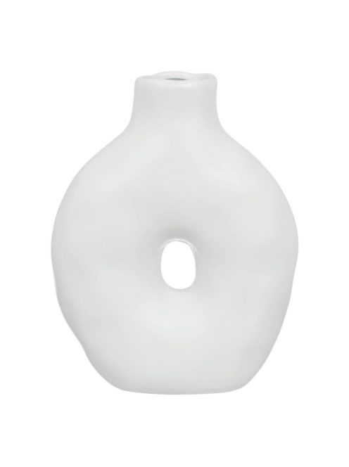 Декоративна керамична ваза с модерна форма, Бяла 15х7х20 см