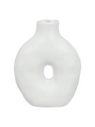 Декоративна керамична ваза с модерна форма, Бяла 15х7х20 см